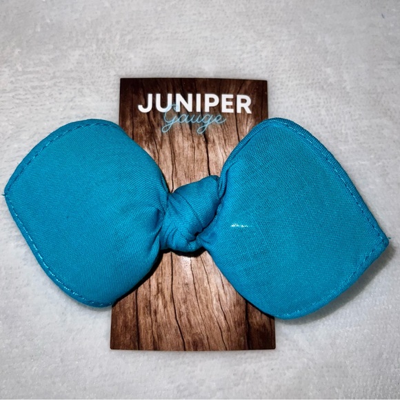 Solid Turquoise Bandana Knotted Hair Bow - Picture 11 of 11